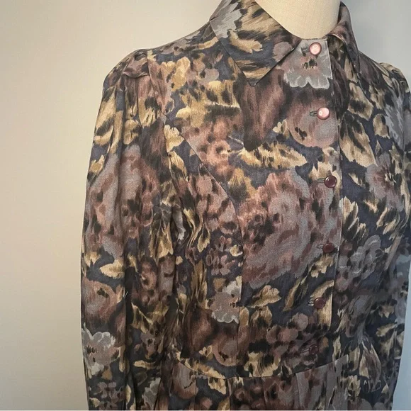 Vintage Laura Ashley floral wool long sleeve dress size 8
